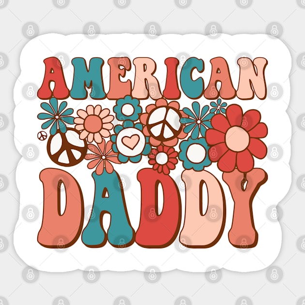 Retro Groovy American Daddy Matching Family 4th of July Sticker by BramCrye